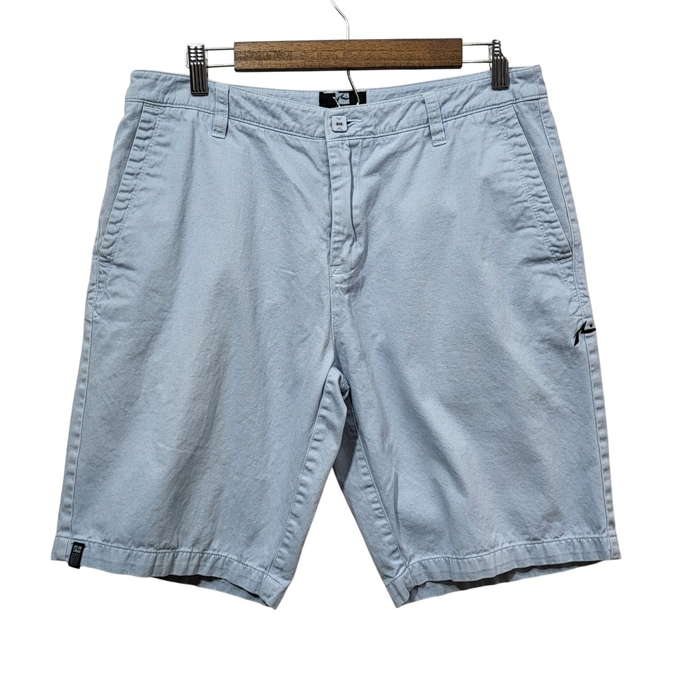 Rusty Mens Light Blue Cotton Twill Flat Front Walk Shorts Casual Surfwear